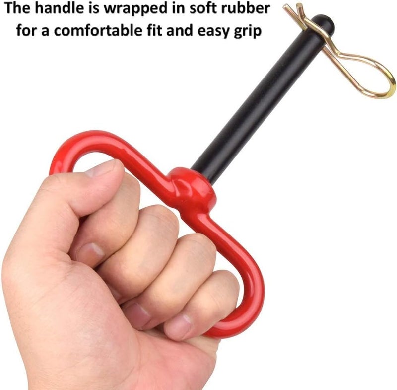 Comonc 3/4 inch Red Handle Hitch Pin Trailer Towing Hitch Pin and Clip Tractor Pins ,3/4 * 6-1/2 inch - Image 3